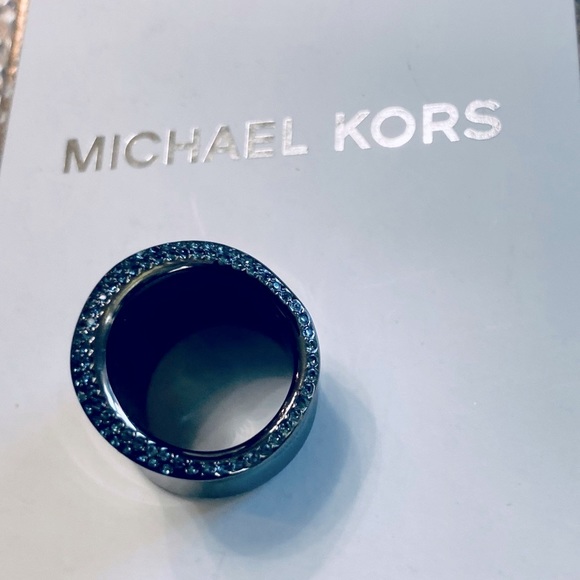 Michael Kors Hematite & Turquoise Blue Barrel Ring - Picture 9 of 15